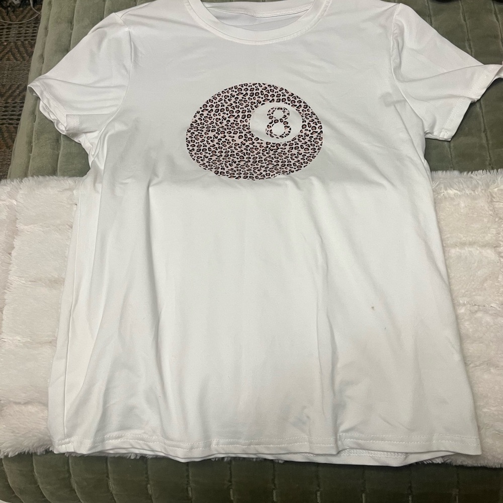 SHEIN White Leopard Print Graphic Tee